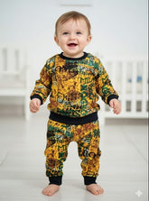 Colorful Printed Baby Sweatshirt and Pants Set