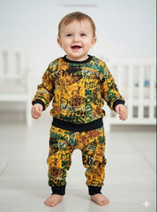 Colorful Printed Baby Sweatshirt and Pants Set