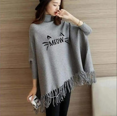 Printed Winter Fleece Poncho for Girls and Women - Cotton, High-Neck