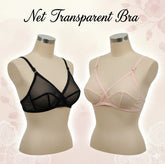 Pack of 2 Non-Padded & Non-Wired Full Net Transparent Cotton Bras