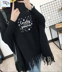 Printed Winter Fleece Poncho for Girls and Women - Cotton, High-Neck